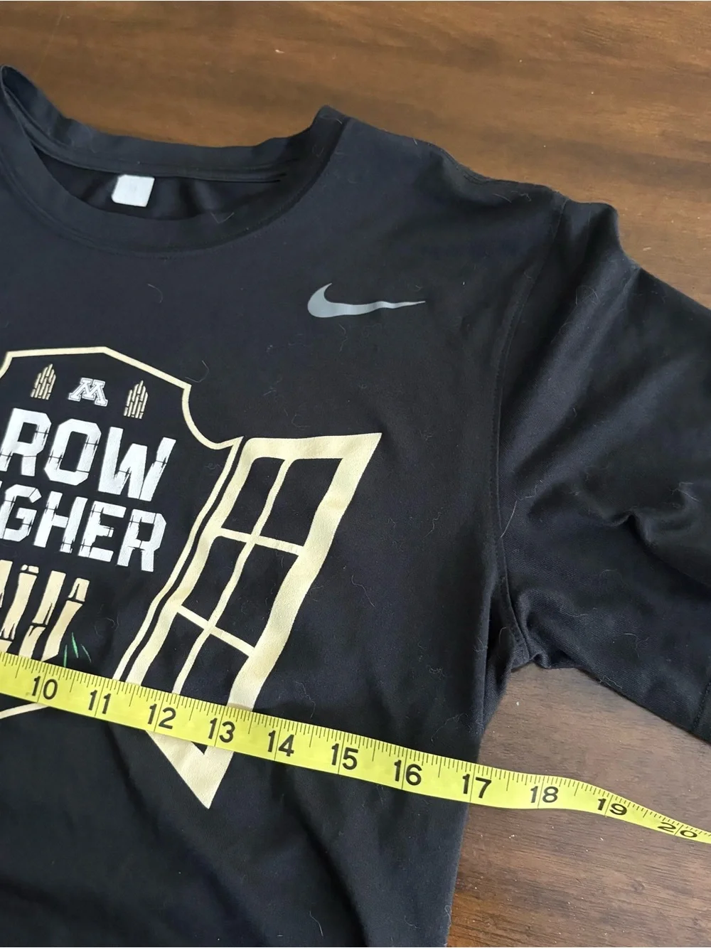 Nike Black Short-Sleeve 'Grow Higher' Graphic Tee with Gold Accents U of M